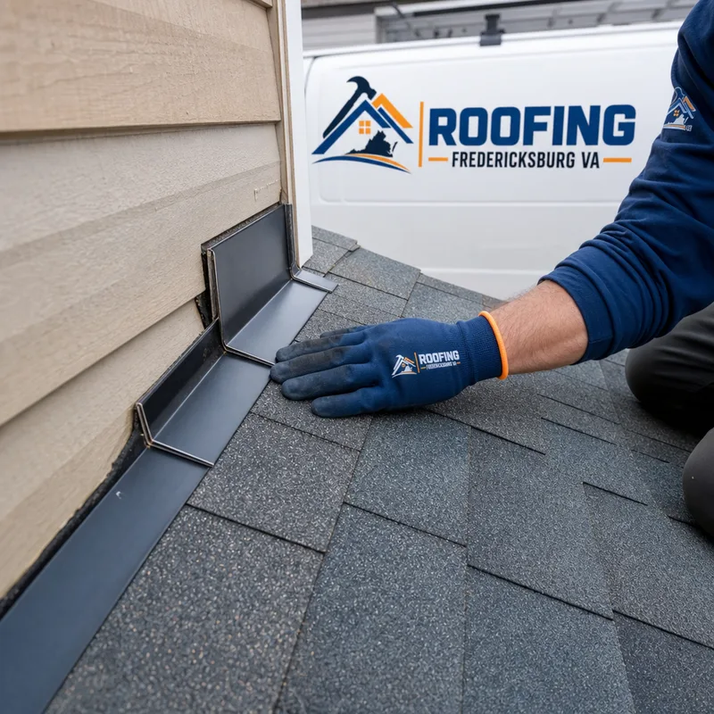 Proper step flashing at a roof-to-sidewall transition with clean shingle courses and correctly overlapped flashing